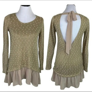 A’reve‎ S tan drop waist ruffle hem open back top